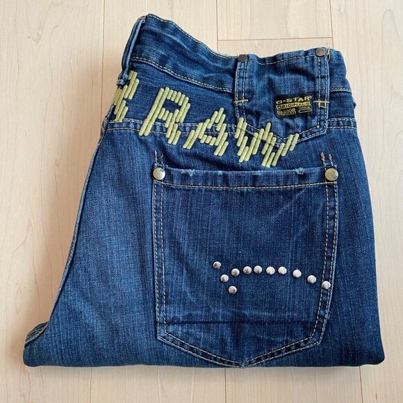 G-Star Raw Mens Jeans 38 Medium Wash Denim Straight Fit Embroidered Back 33-01SE - Picture 4 of 14